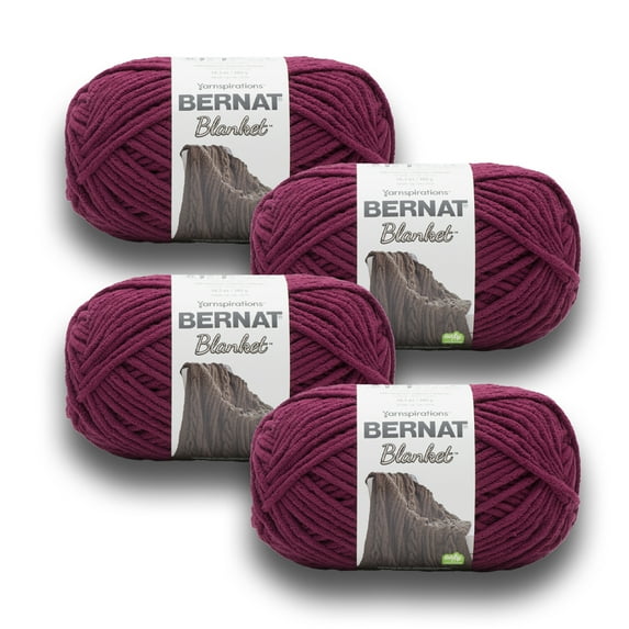 Bernat® Blanket™ #6 Super Bulky Polyester Yarn, Burgundy Plum 10.5oz/300g, 220 Yards (4 Pack)
