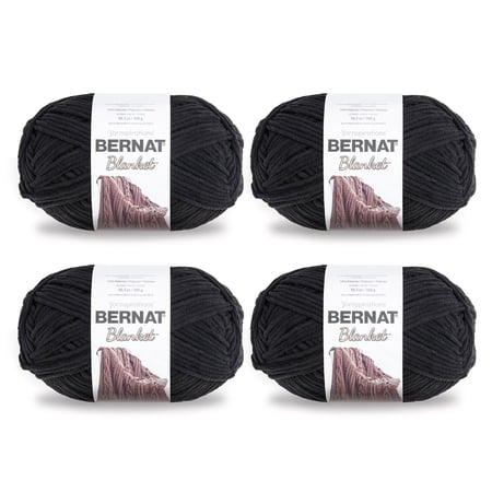Bernat® Blanket™ #6 Super Bulky Polyester Yarn, Coal 10.5oz/300g, 220 Yards (4 Pack)