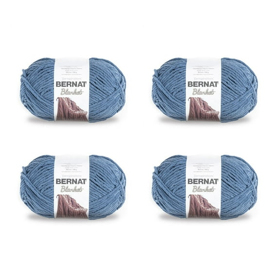 Bernat® Blanket™ #6 Super Bulky Polyester Yarn, Country Blue 10.5oz/300g, 220 Yards (4 Pack)