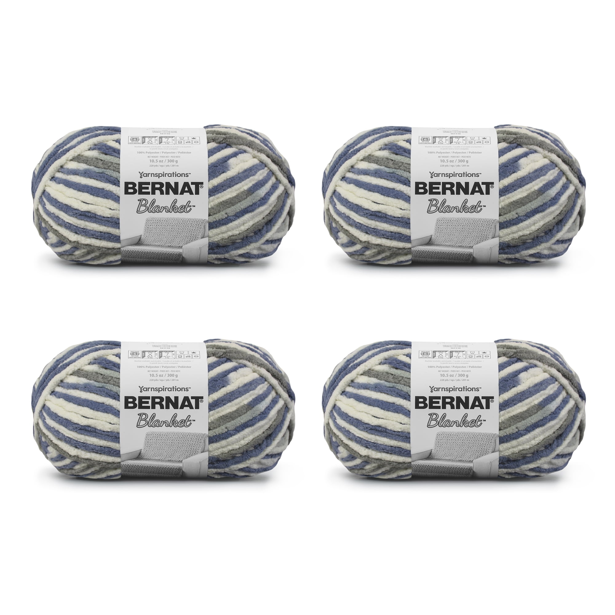 Bernat Blanket #6 Super Bulky Polyester Yarn, Birch 10.5oz/300g, 220 Yards (4 Pack)