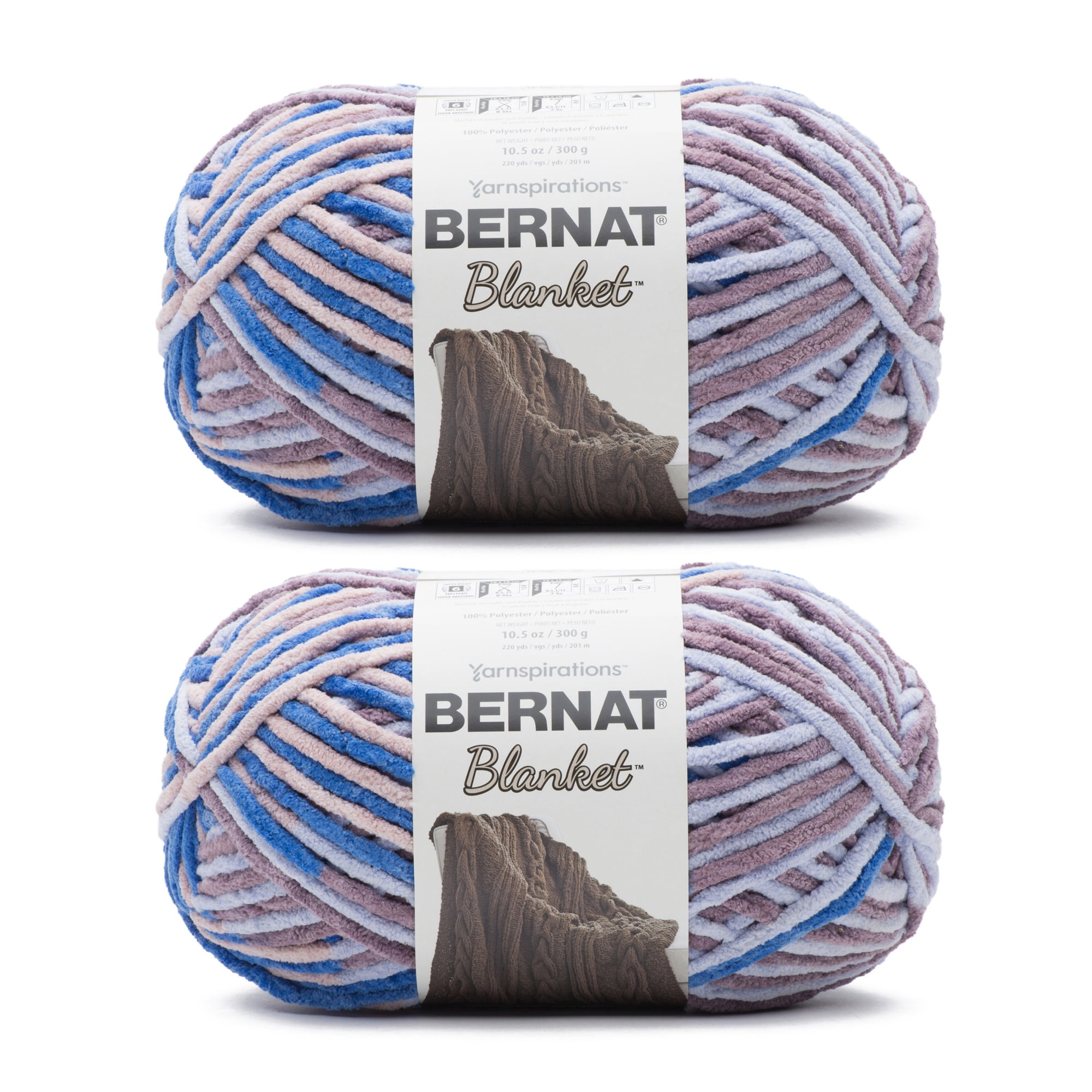 Bernat® Blanket™ #6 Super Bulky Polyester Yarn, Dappled Shadows 10.5oz/300g 220 Yd (2Pk)