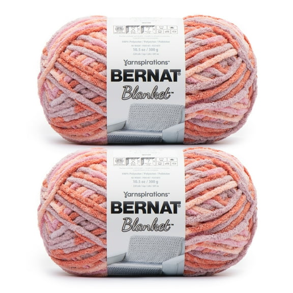 Bernat® Blanket™ #6 Super Bulky Polyester Yarn, Dried Flowers 10.5oz/300g 220 Yards (2Pk)