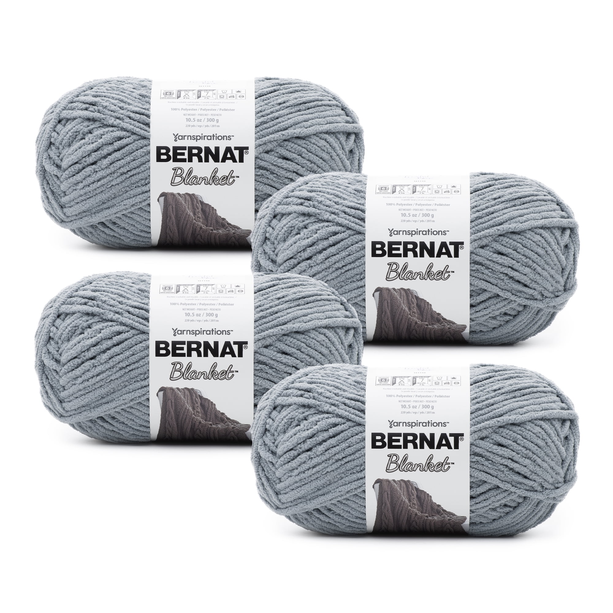 Bernat Blanket 6 Super Bulky Polyester Yarn Frosted Blue 10.5oz 300g 220 Yards 4 Pack