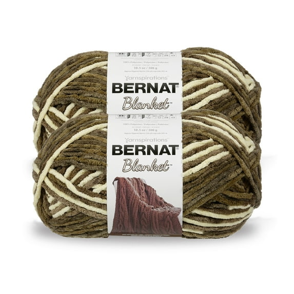 Bernat® Blanket™ #6 Super Bulky Polyester Yarn, Gathering Moss 10.5oz/300g 220 Yards (2Pk)