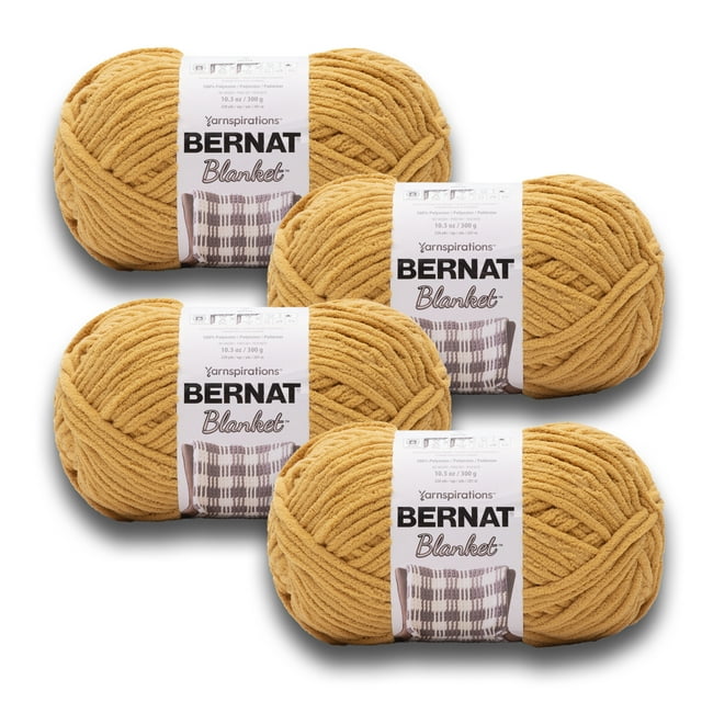 Bernat® Blanket™ 6 Super Bulky Polyester Yarn, Gold 10.5oz/300g, 220 Yards (4 Pack)