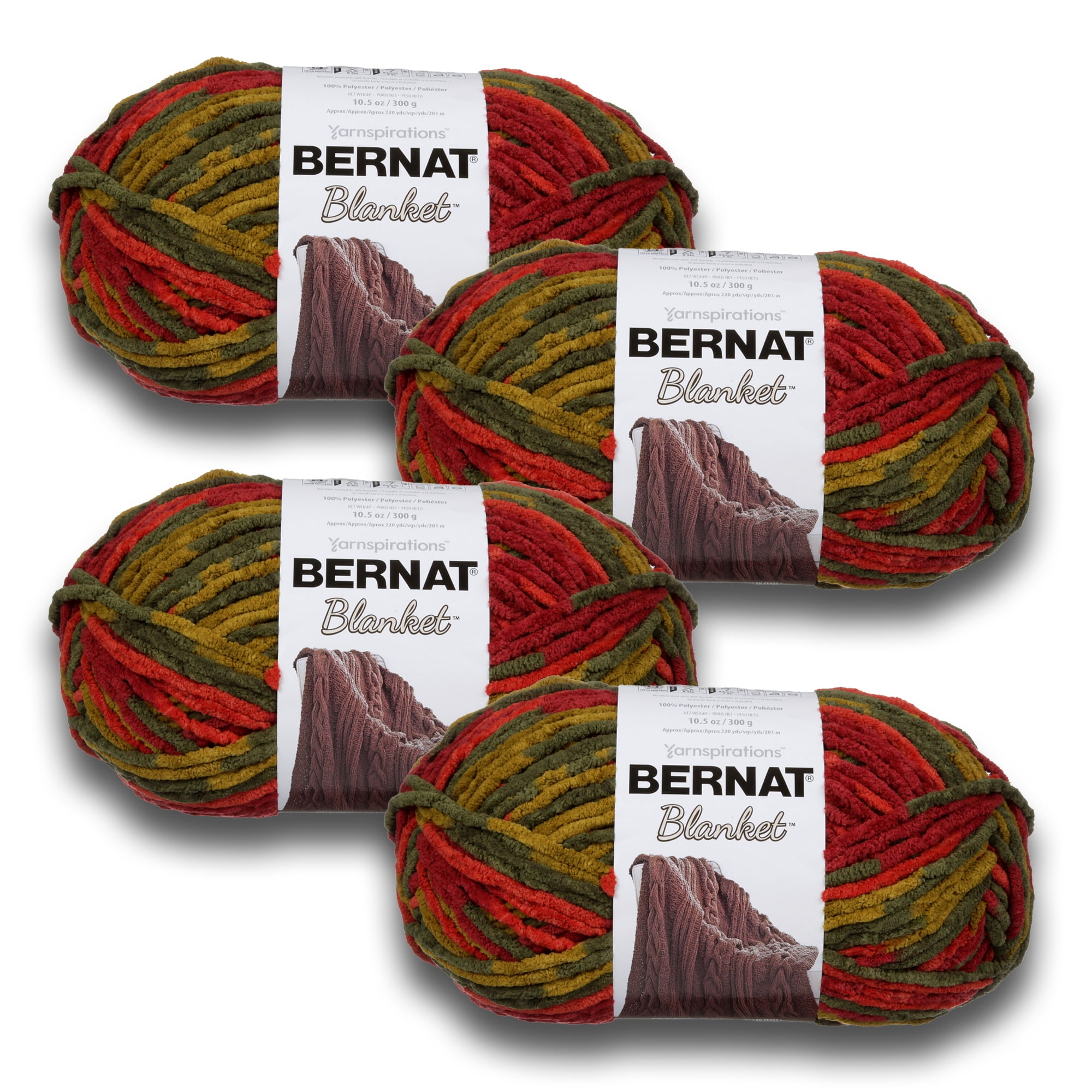 Bernat® Blanket™ #6 Super Bulky Polyester Yarn, Harvest 10.5oz/300g, 220  Yards (4 Pack)