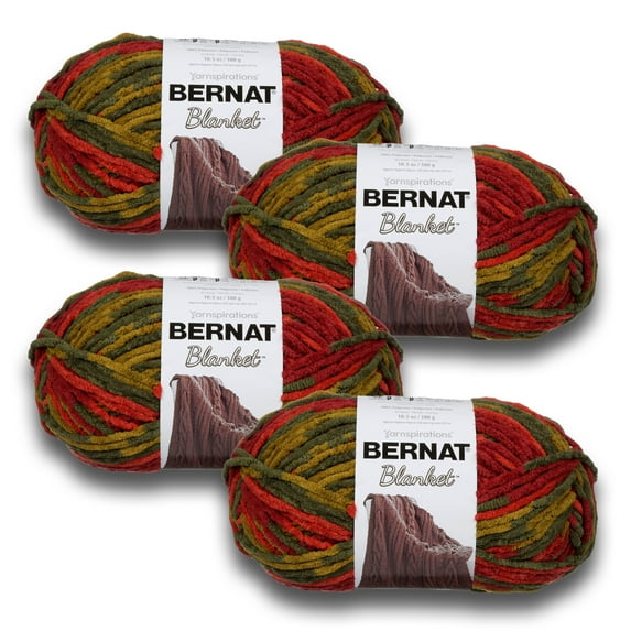 Bernat® Blanket™ #6 Super Bulky Polyester Yarn, Harvest 10.5oz/300g, 220 Yards (4 Pack)