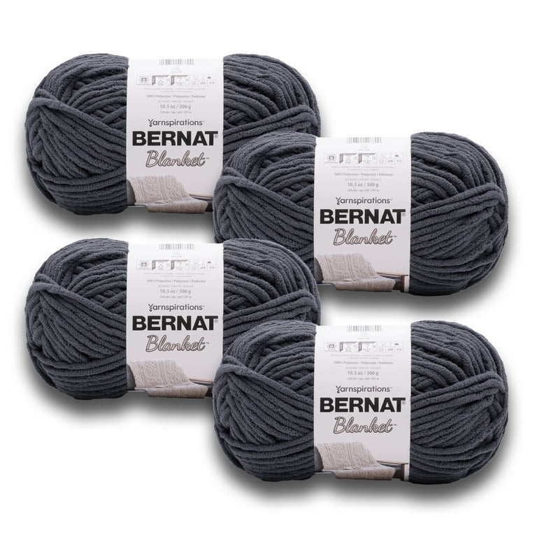 Bernat® Blanket™ #6 Super Bulky Polyester Yarn, Lead 10.5oz/300g, 220 Yards  (4 Pack)