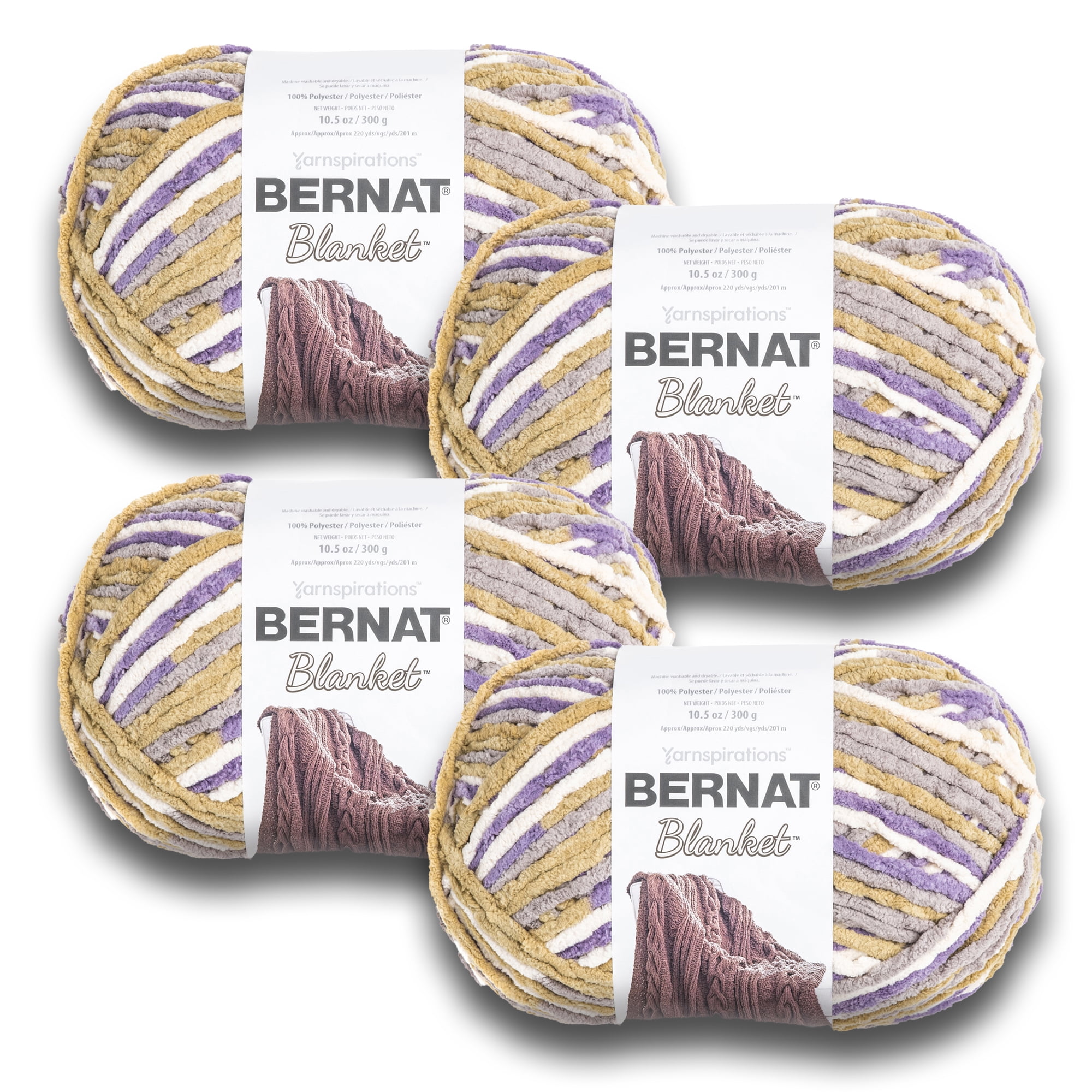 Bernat Blanket #6 Super Bulky Polyester Yarn, Lilac Bush 10.5oz/300g, 220 Yards (4 Pack), Size: Super Bulky (6)