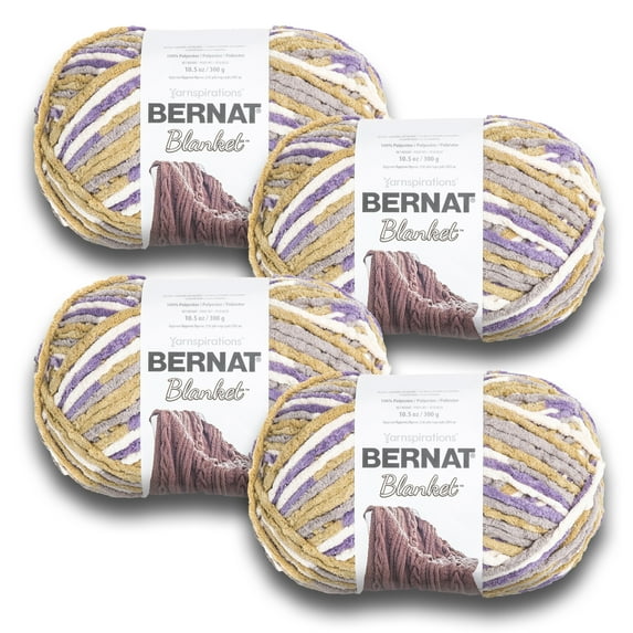 Bernat® Blanket™ #6 Super Bulky Polyester Yarn, Lilac Bush 10.5oz/300g, 220 Yards (4 Pack)