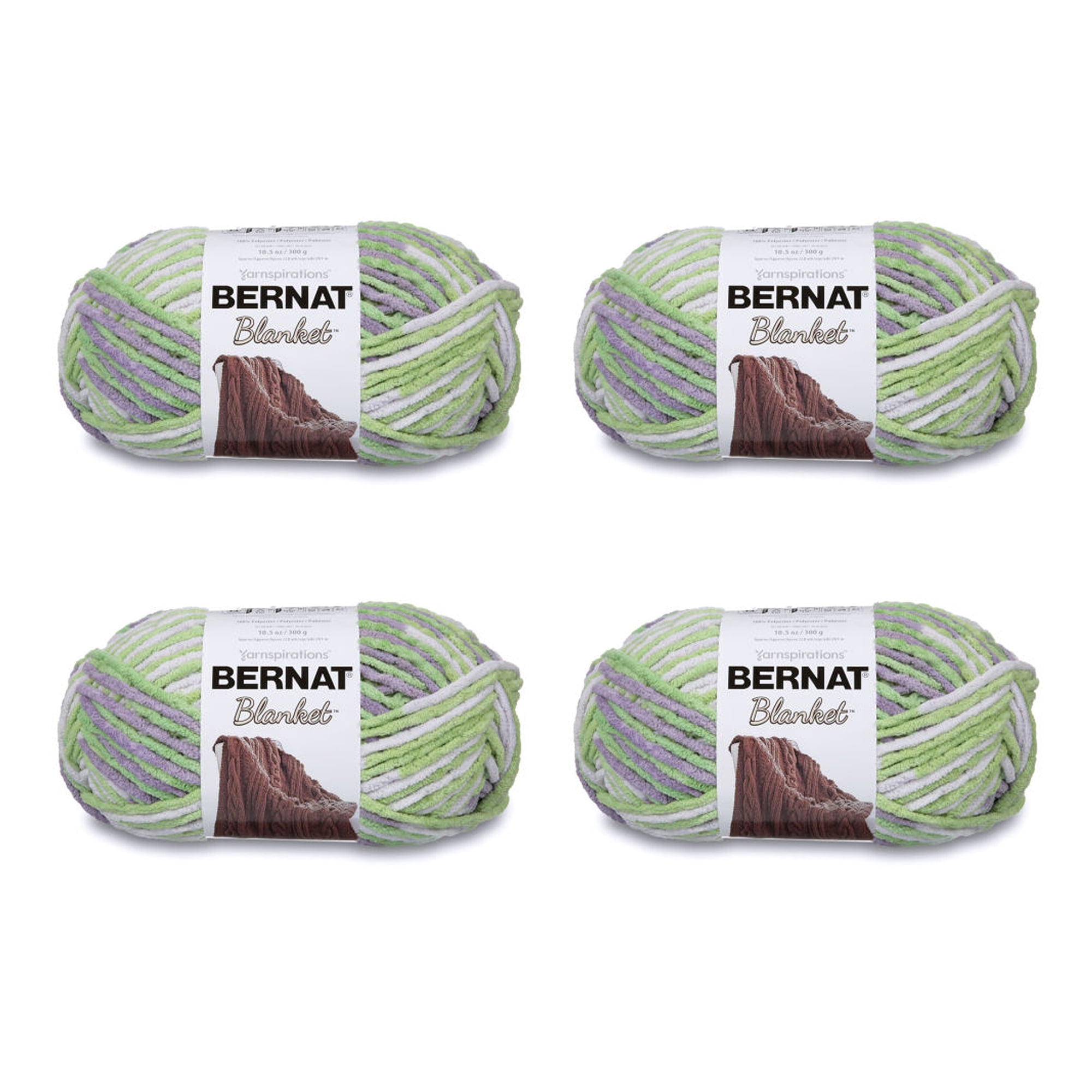Bernat Blanket #6 Super Bulky Polyester Yarn, Lilac Leaf 10.5oz/300g, 220 Yards (4 Pack), Size: Super Bulky (6)