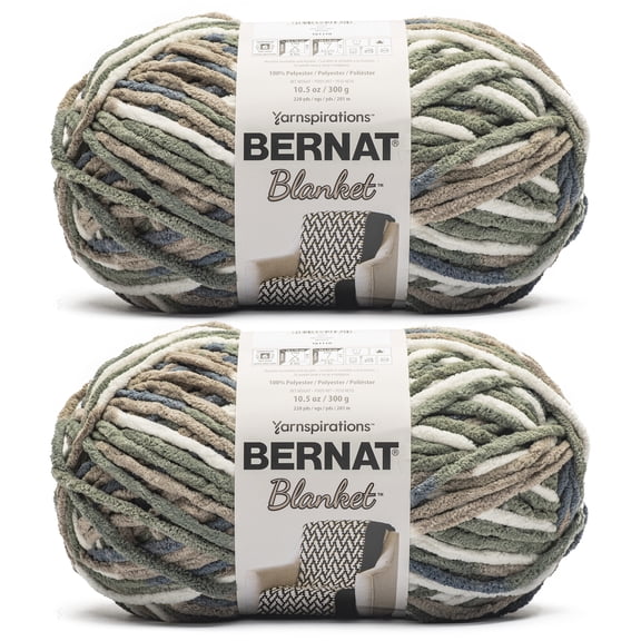 Bernat® Blanket™ #6 Super Bulky Polyester Yarn, Mist 10.5oz/300g 220 Yards (2Pk)