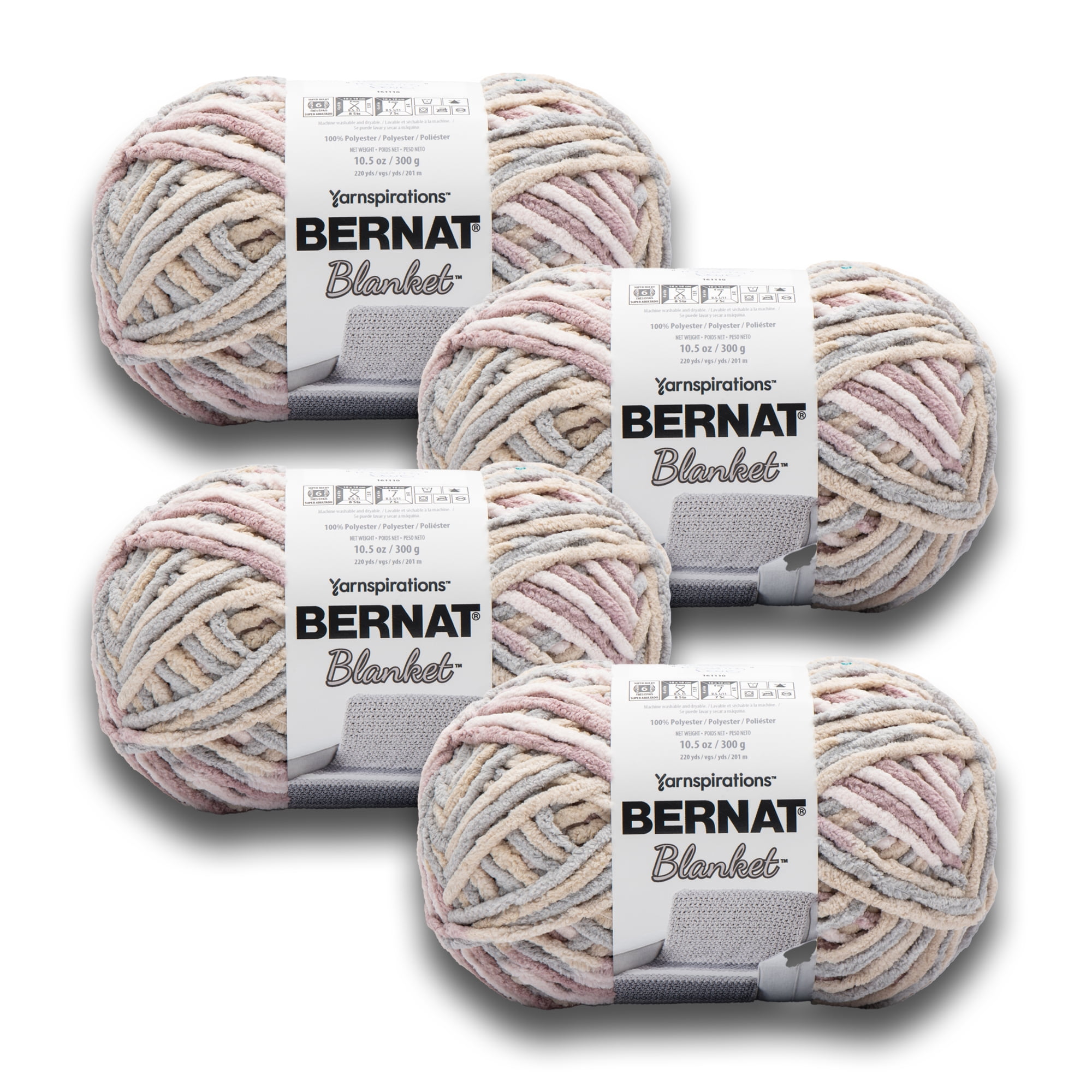 Bernat Blanket #6 Super Bulky Polyester Yarn, Morning Dove 10.5oz/300g, 220 Yards (4 Pack)