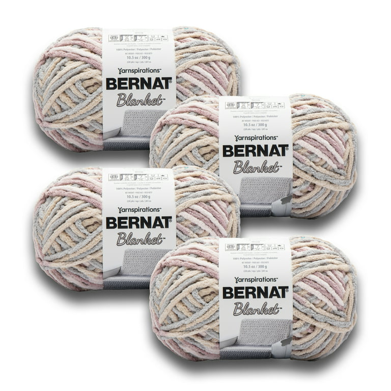 Bernat Blanket #6 Super Bulky Polyester Yarn, Gray Blush 10.5oz/300g, 220 Yards (4 Pack)