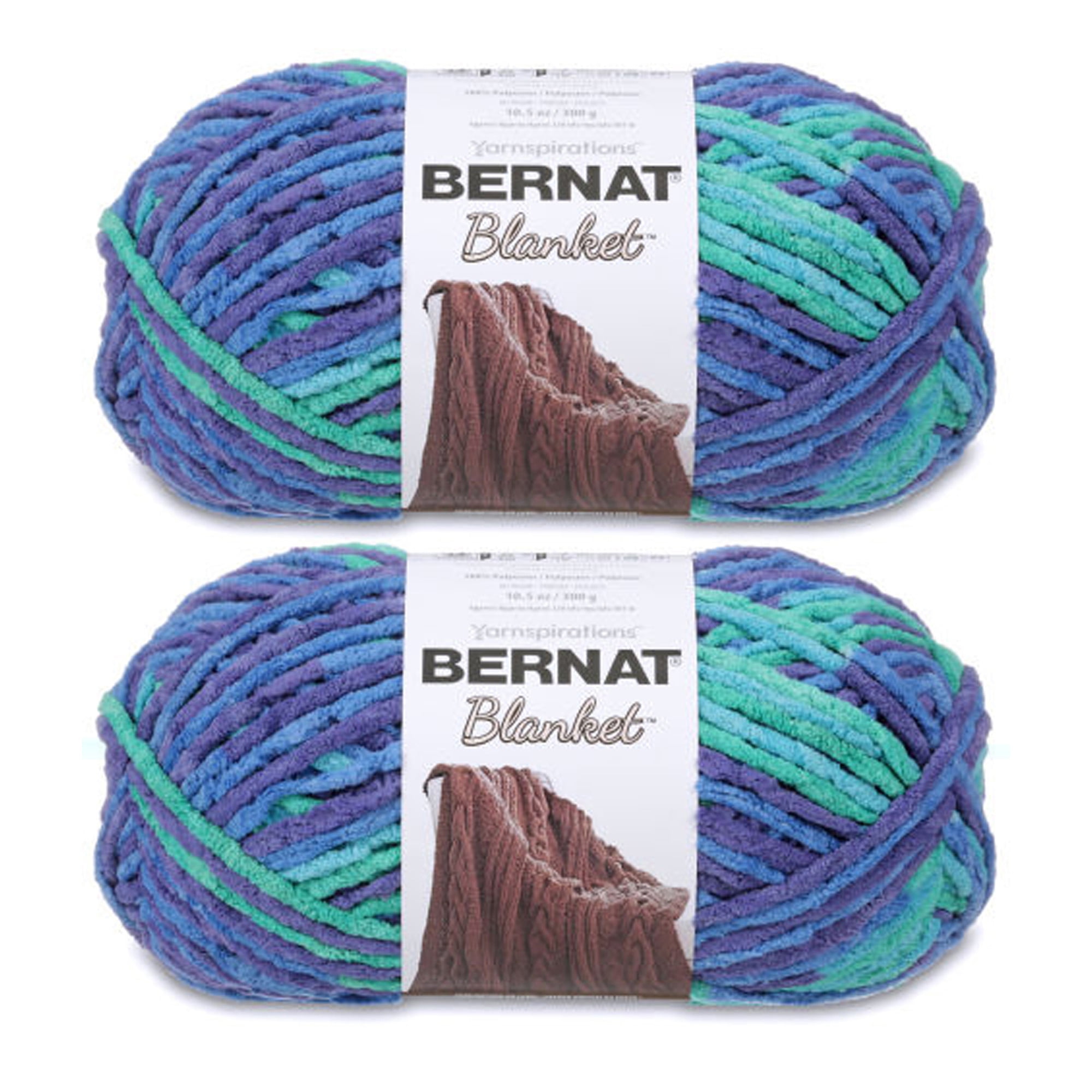 Bernat® Blanket™ #6 Super Bulky Polyester Yarn, Ocean Shades 10.5oz/300g 220 Yards (2Pk)