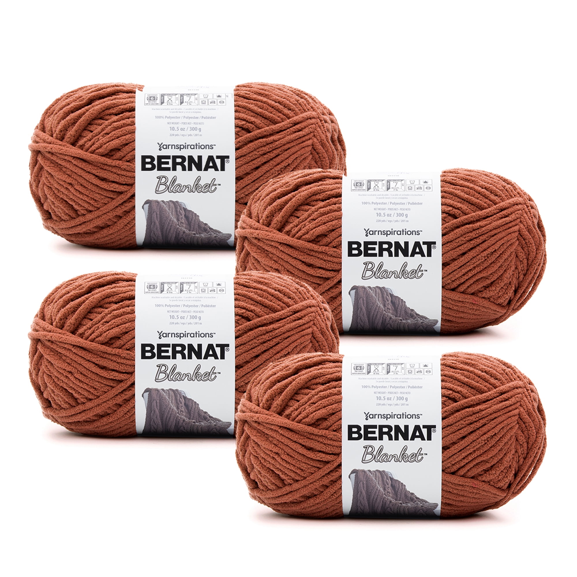 Bernat Blanket #6 Super Bulky Polyester Yarn, Orange Leaf 10.5oz/300g, 220 Yards (4 Pack)