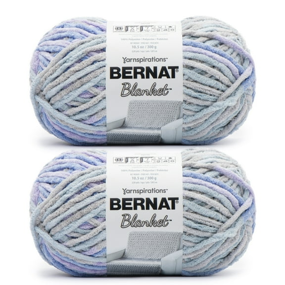 Bernat® Blanket™ #6 Super Bulky Polyester Yarn, Overcast 10.5oz/300g 220 Yards (2Pk)
