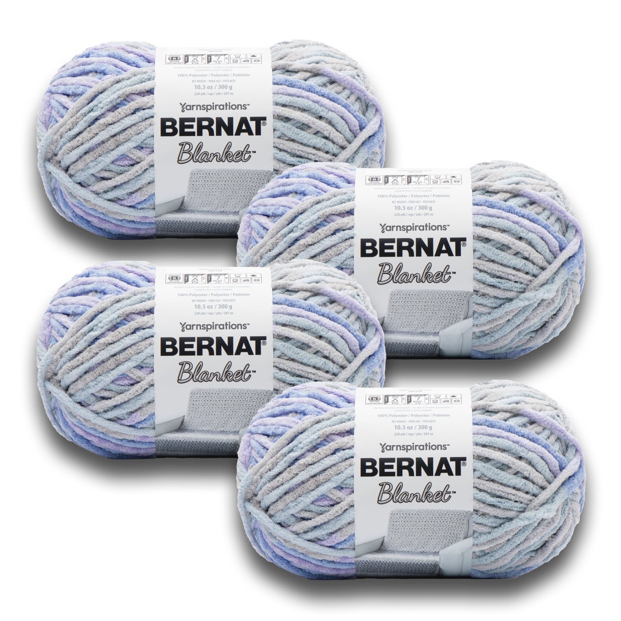 Bernat Blanket #6 Super Bulky Polyester Yarn, Overcast 10.5oz/300g, 220 Yards (4 Pack)