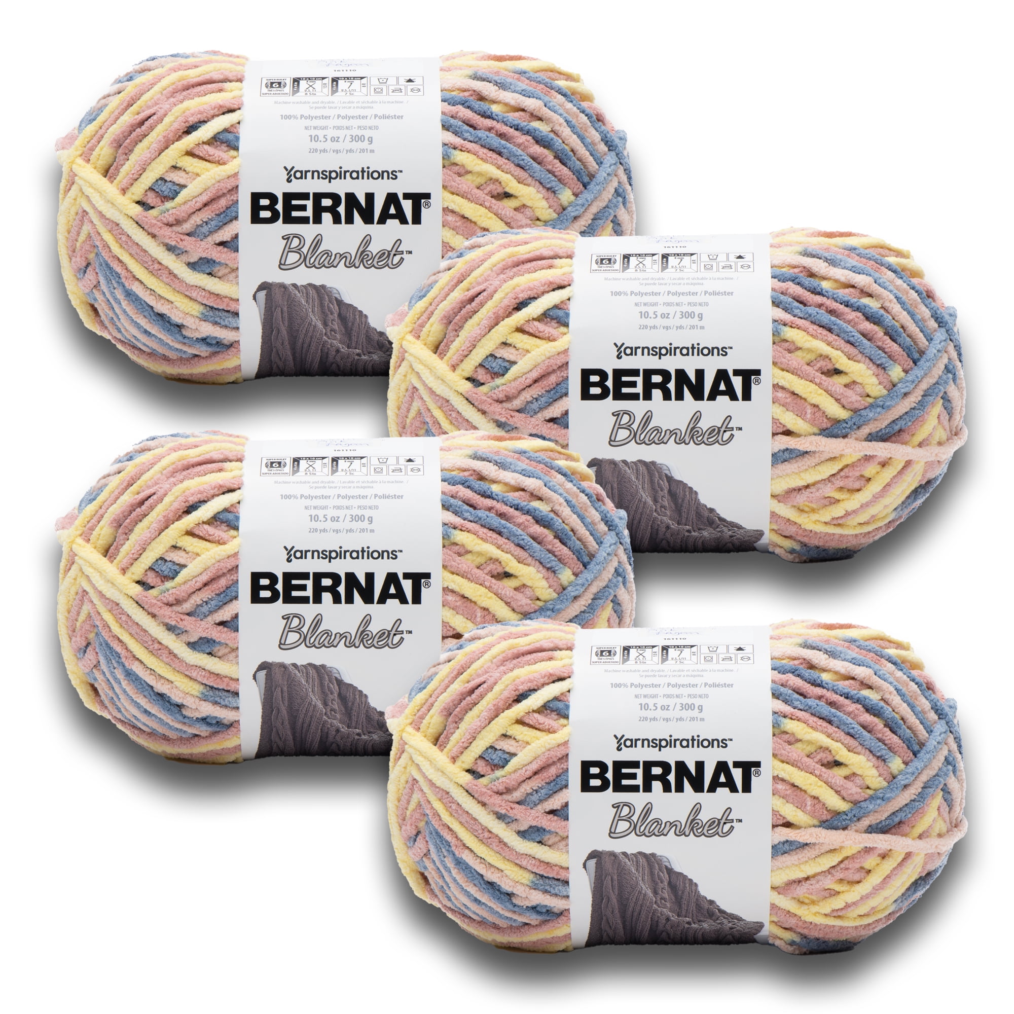 Bernat Blanket #6 Super Bulky Polyester Yarn, Pink Lagoon 10.5oz/300g, 220 Yards (4 Pack)