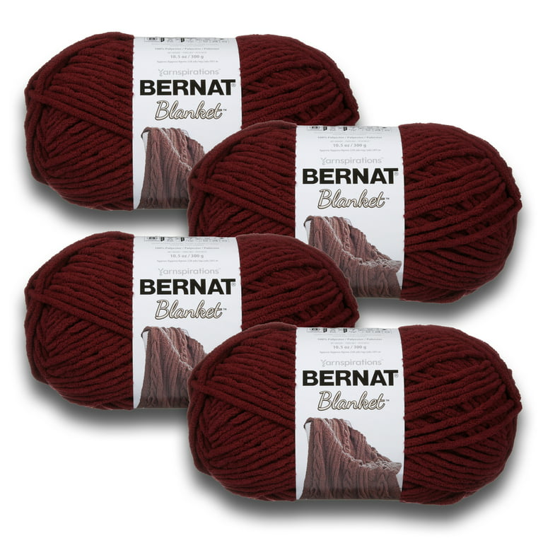 Bernat® Blanket™ #6 Super Bulky Polyester Yarn, Purple Plum 10.5oz/300g,  220 Yards (4 Pack)