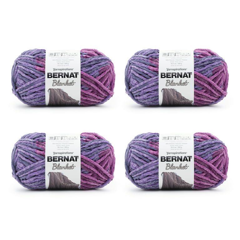 Bernat® Blanket™ #6 Super Bulky Polyester Yarn, Purple Sunset 10.5oz/300g,  220 Yards (4 Pack)