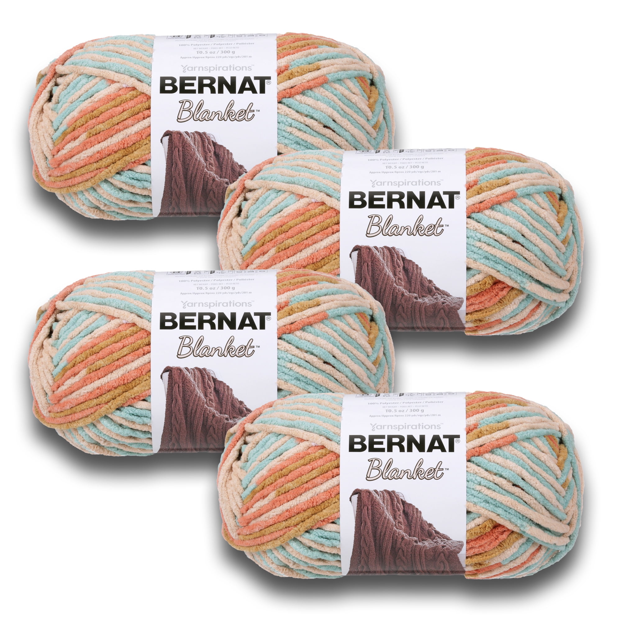 Bernat Blanket Yarn, Countryside (blue, white, gray), 220 Yards, 10.5 Oz.