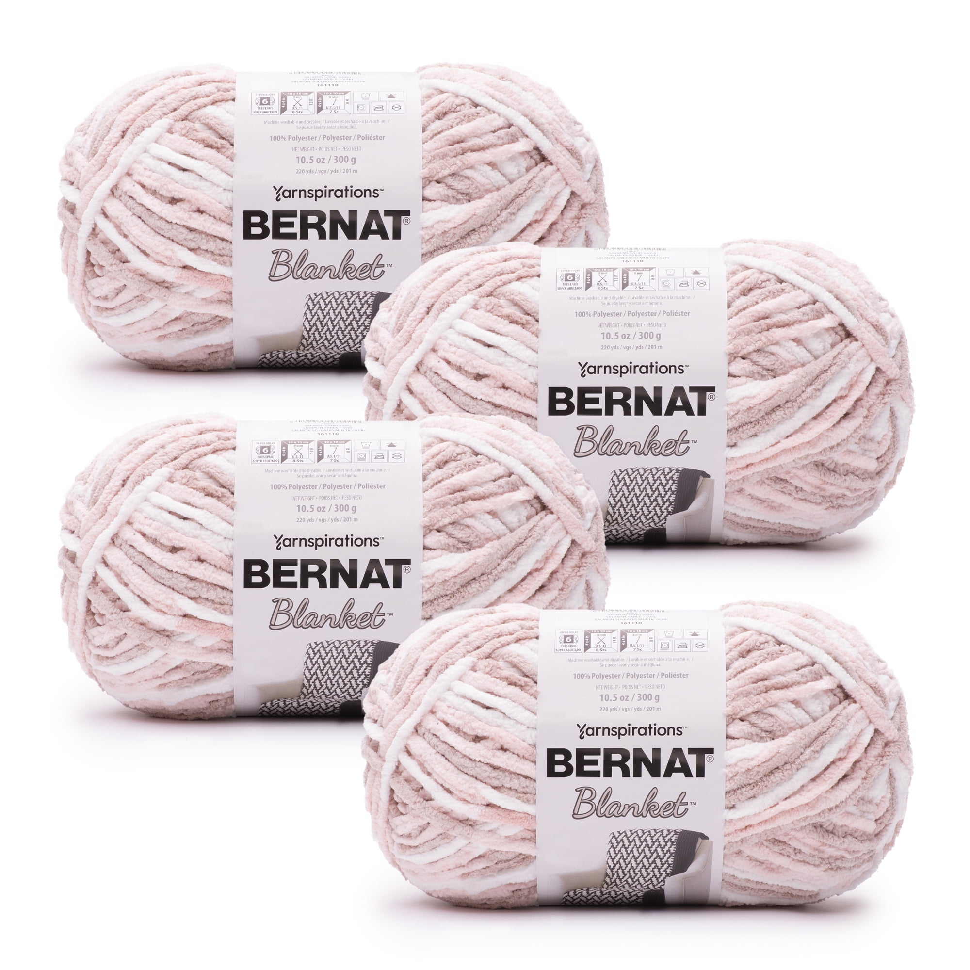 Bernat Blanket #6 Super Bulky Polyester Yarn, Gray Storm Varg 10.5oz/300g, 220 Yards (4 Pack)