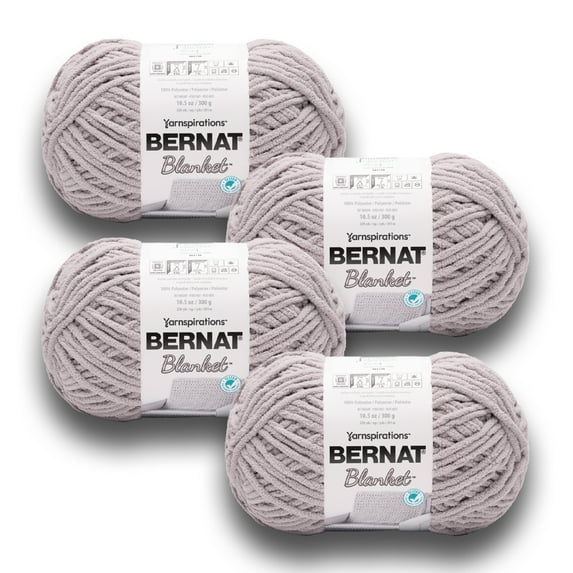 Bernat® Blanket™ #6 Super Bulky Polyester Yarn, Sea Gull Gray 10.5oz/300g, 220 Yards (4 Pack)