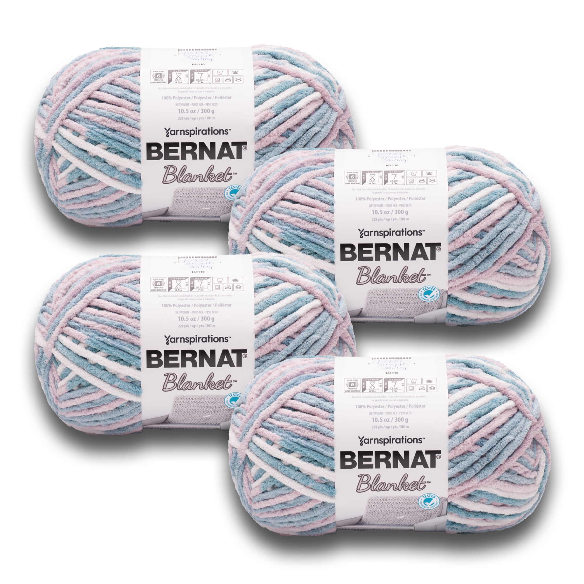 Bernat® Blanket™ #6 Super Bulky Polyester Yarn, Weathered Wood 10.5oz/300g,  220 Yards (4 Pack)