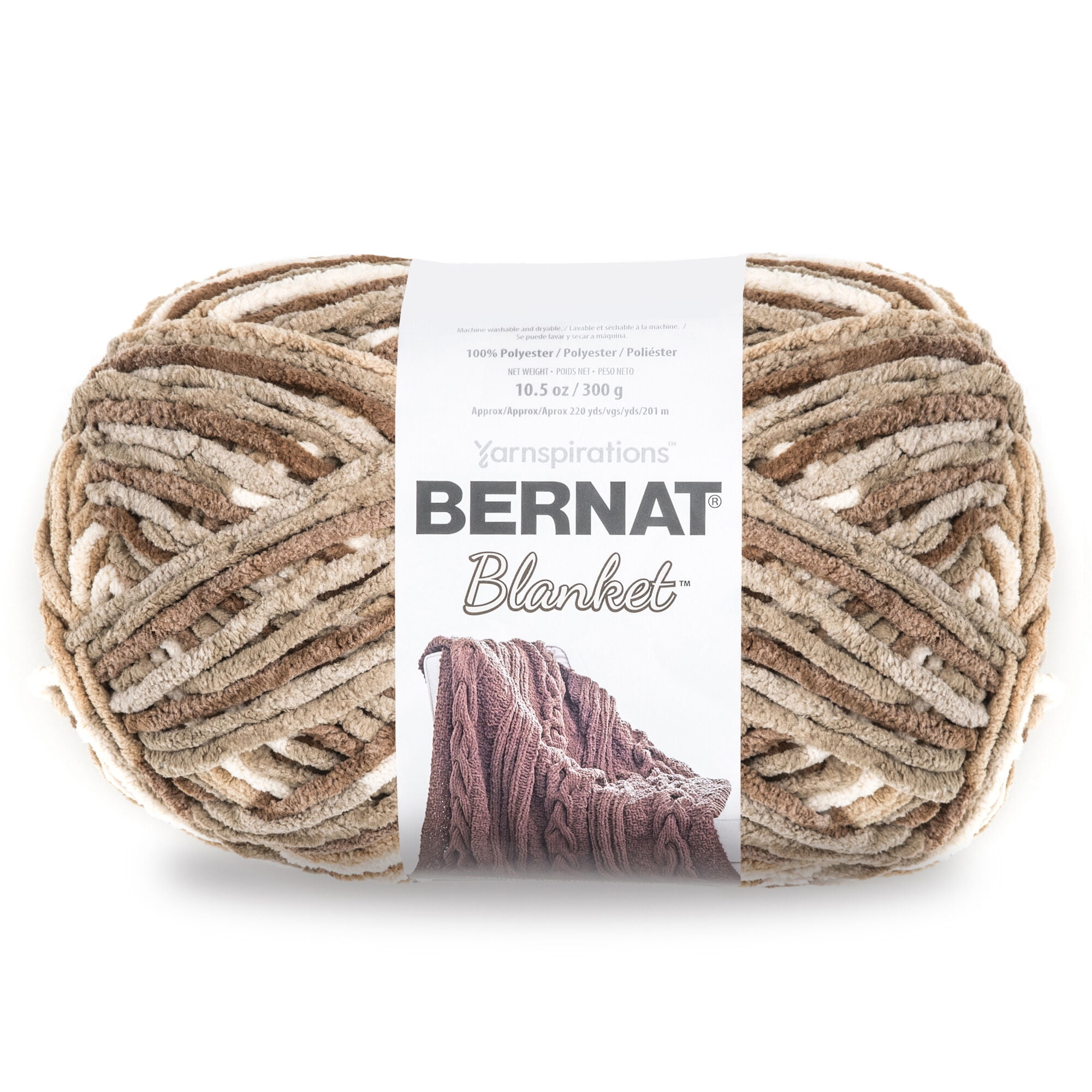 Bernat Blanket 6 Super Bulky Polyester Yarn, Sand 10.5oz/300g, 220