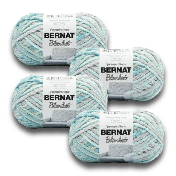 Bernat® Blanket™ #6 Super Bulky Polyester Yarn, South Seas 10.5oz/300g, 220 Yards (4 Pack)