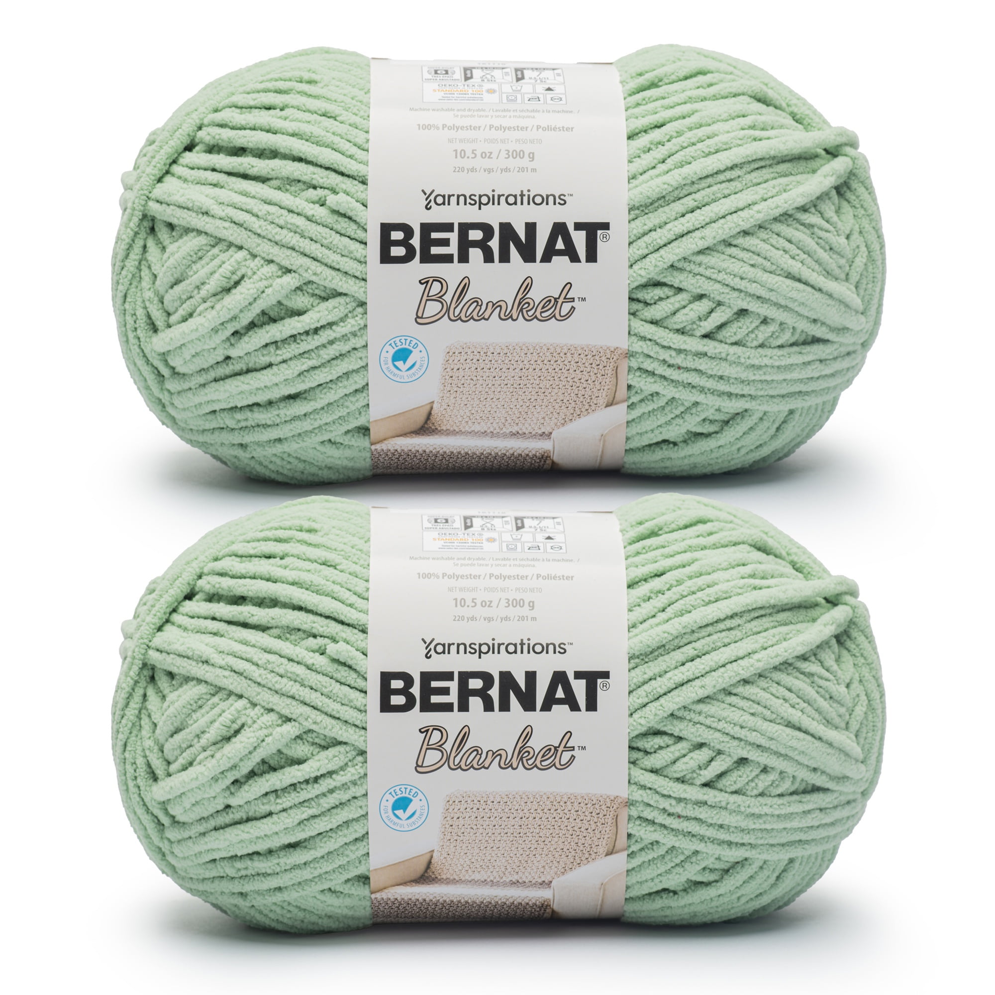 Bernat® Blanket™ #6 Super Bulky Polyester Yarn, Spring Grass 10.5oz/300g 220 Yards (2Pk)