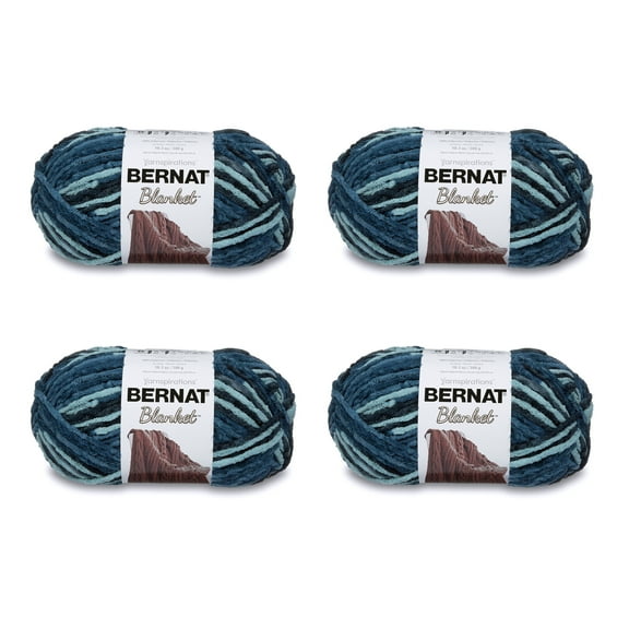 Bernat® Blanket™ #6 Super Bulky Polyester Yarn, Teal Dreams 10.5oz/300g, 220 Yards (4 Pack)
