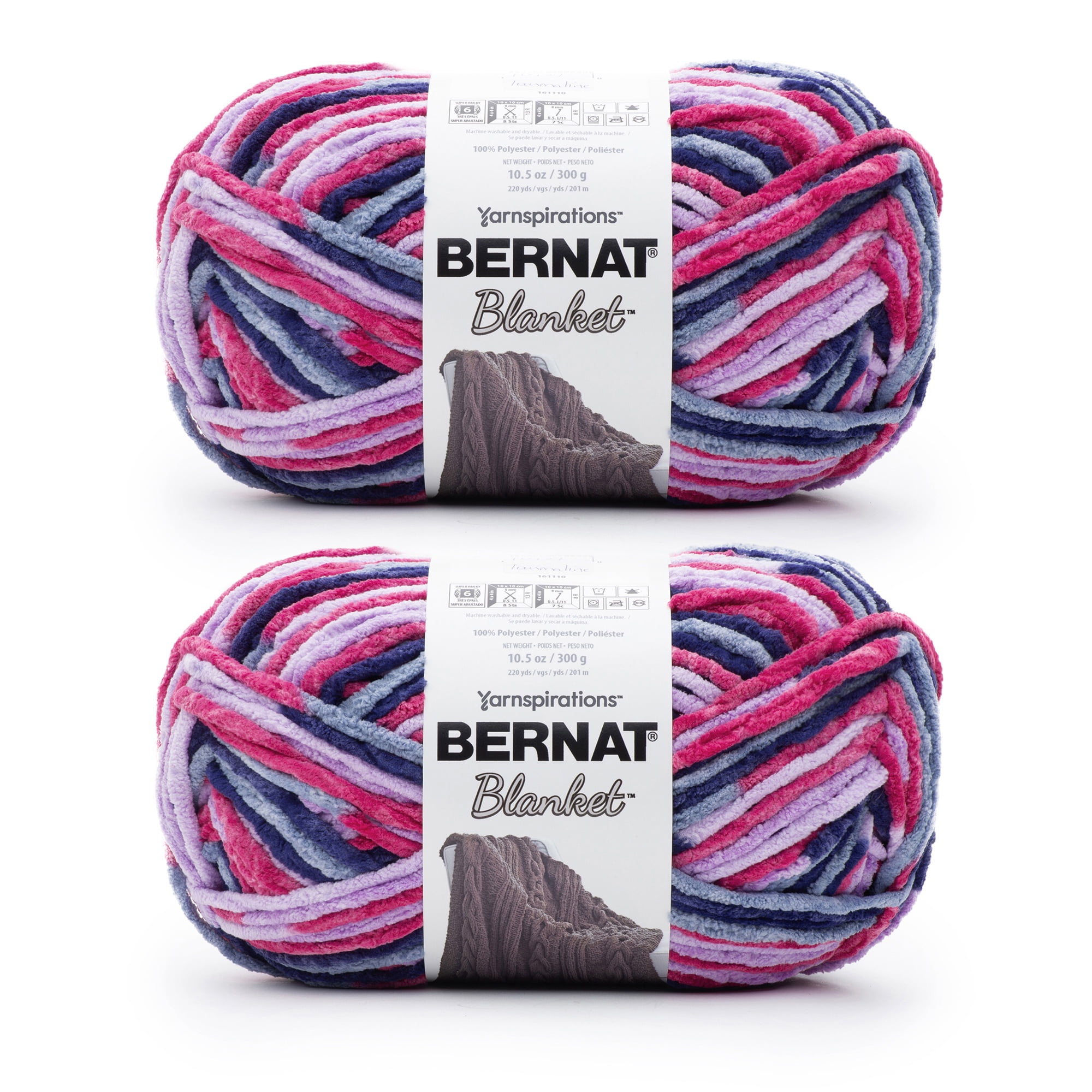 Bernat® Blanket™ #6 Super Bulky Polyester Yarn, Tourmaline 10.5oz/300g 220 Yards (2Pk)