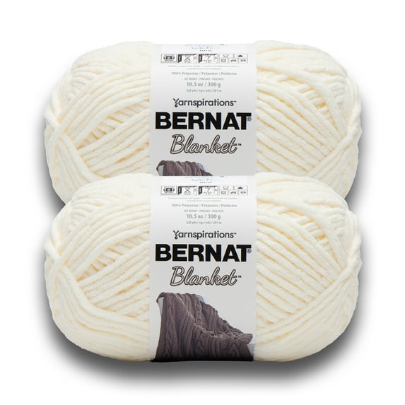 Bernat® Blanket™ #6 Super Bulky Polyester Yarn, Vintage White 10.5oz/300g 220 Yards (2Pk)