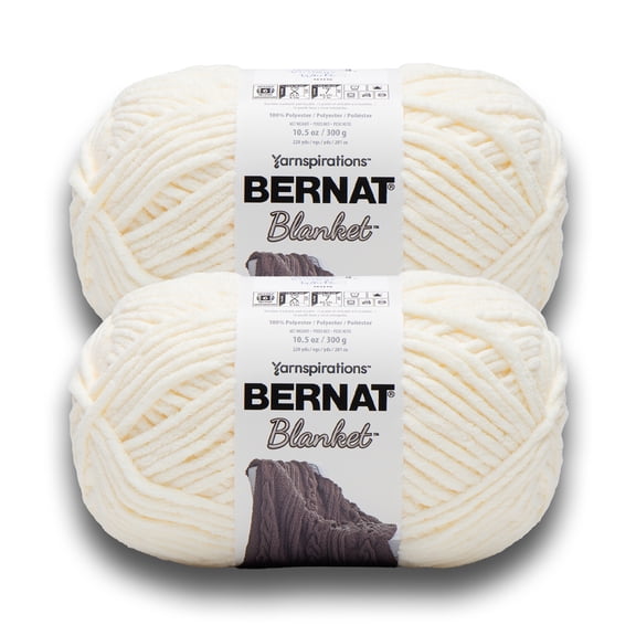 Bernat Blanket Yarn, Vintage White, 10.5oz(300g), Polyester, 2 Pack
