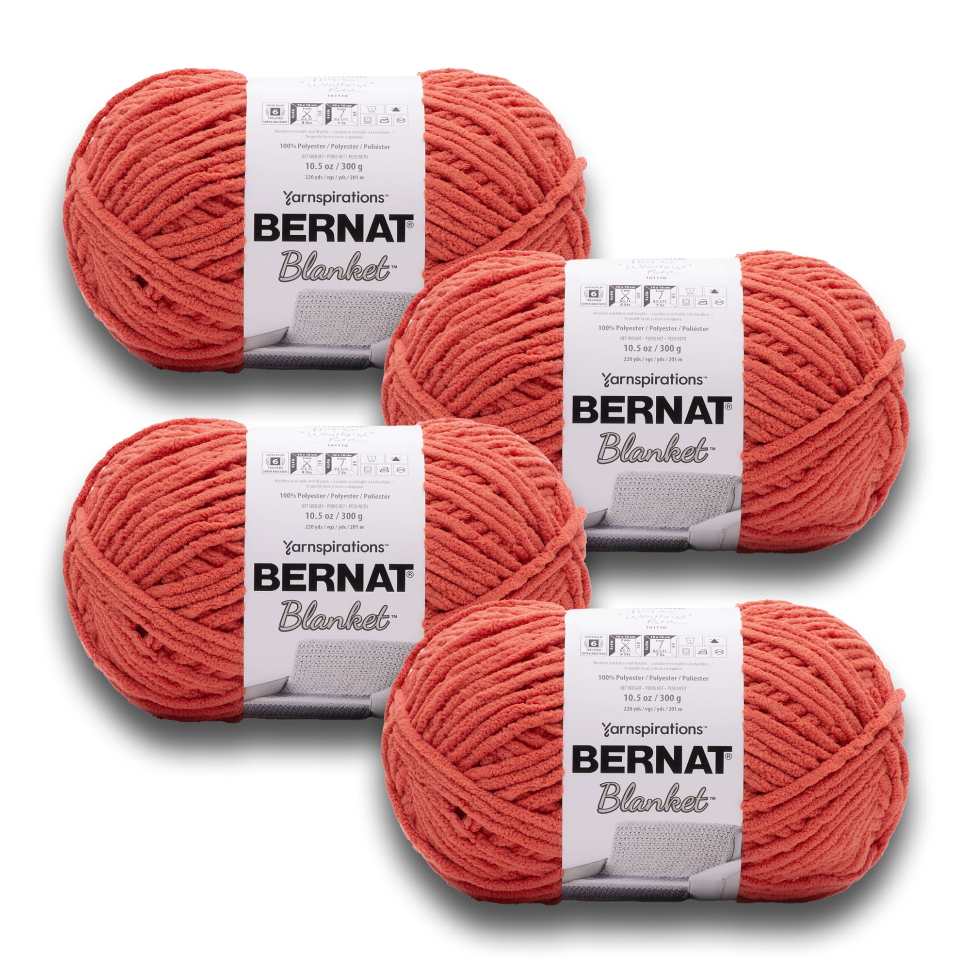Bernat® Blanket™ #6 Super Bulky Polyester Yarn, Orange Leaf 10.5oz/300g,  220 Yards (4 Pack)