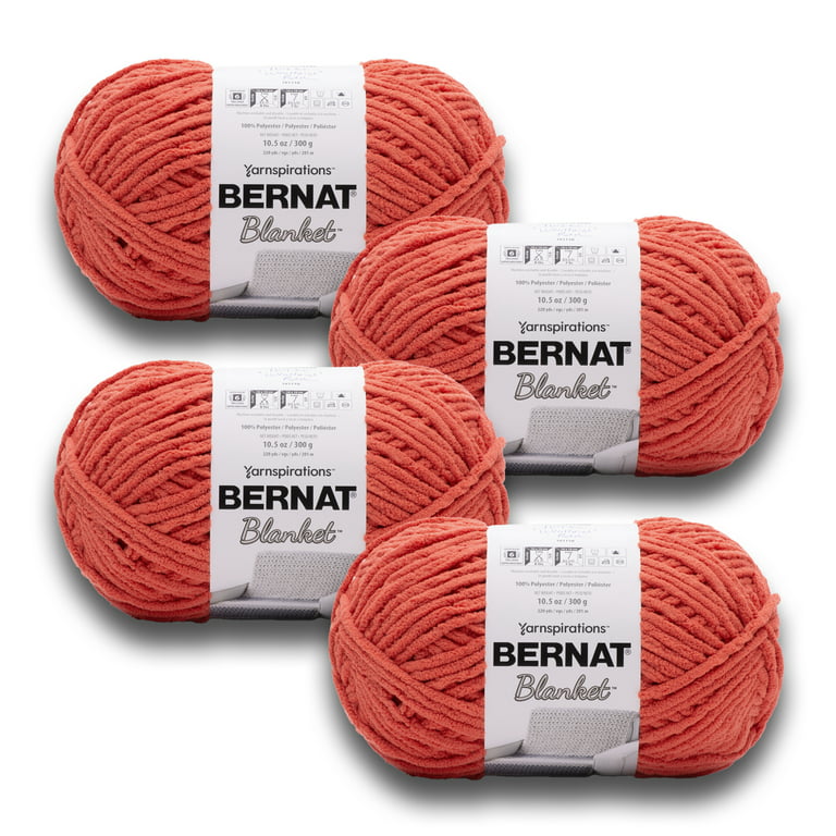 Bernat® Blanket™ #6 Super Bulky Polyester Yarn, Weathered Red 10.5oz/300g,  220 Yards (4 Pack)