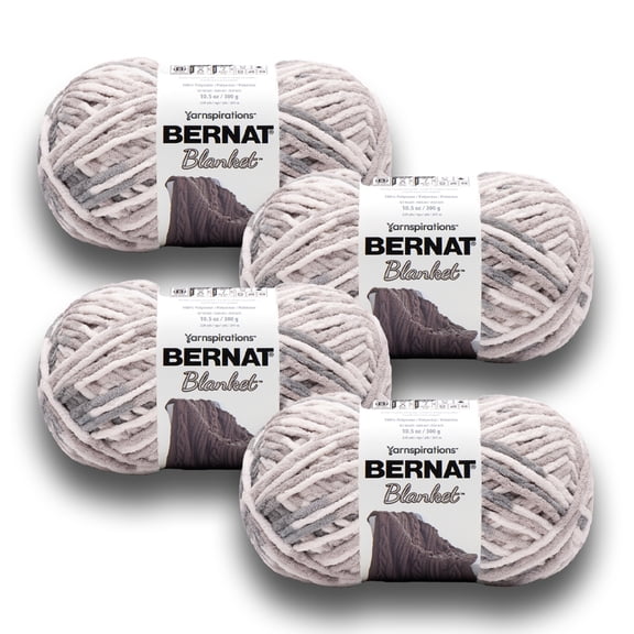Bernat® Blanket™ #6 Super Bulky Polyester Yarn, Weathered Wood 10.5oz/300g, 220 Yards (4 Pack)