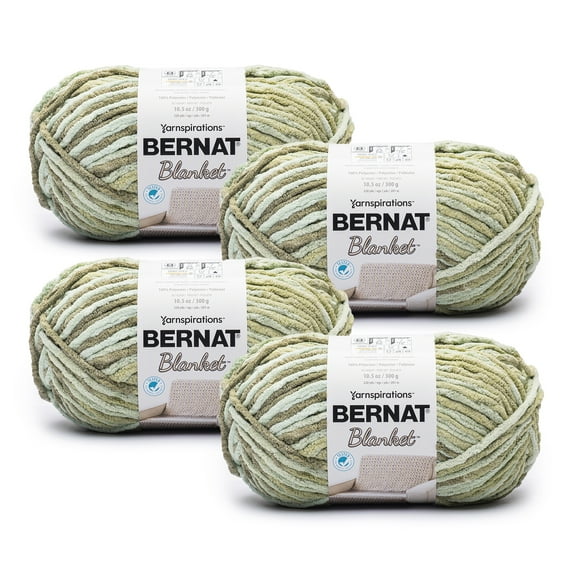 Bernat® Blanket™ #6 Super Bulky Polyester Yarn, grassy 10.5oz/300g 220Yd(4 Pk)