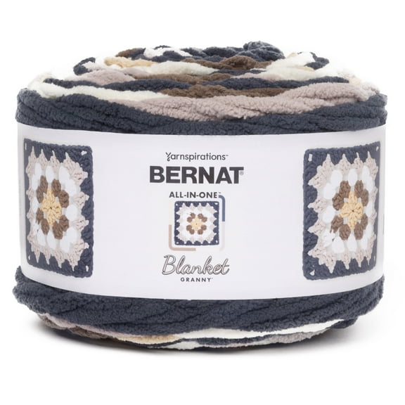 Bernat Blanket All In One Blanket Granny Square Yarn-Asphalt