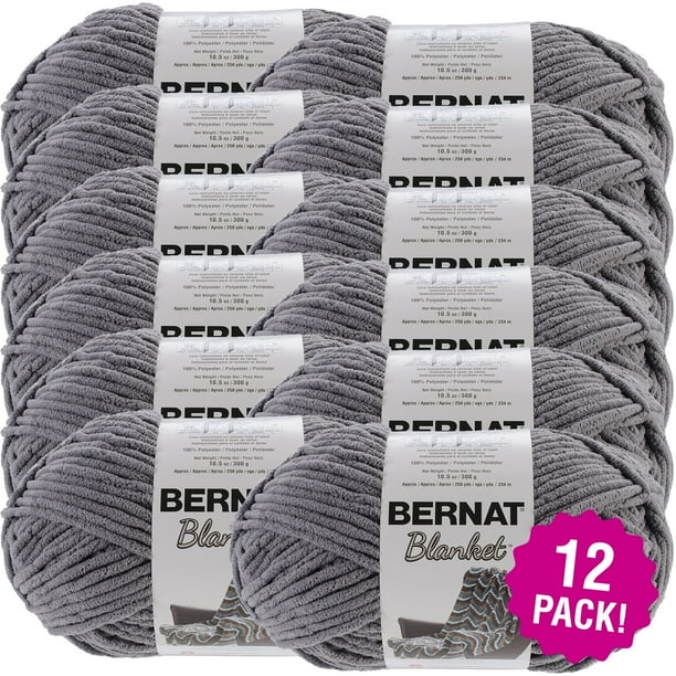 Bernat Blanket Big Ball Yarn Dark Grey, Multipack of 12