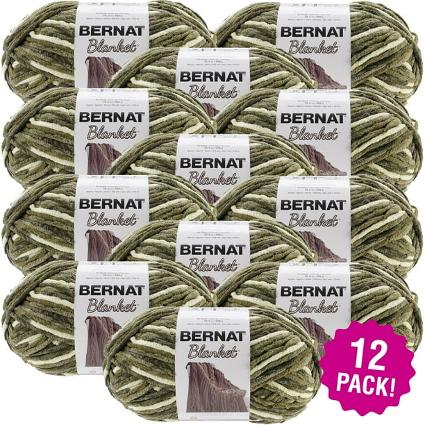 Bernat Blanket Big Ball Yarn Gathering Moss, Multipack of 12