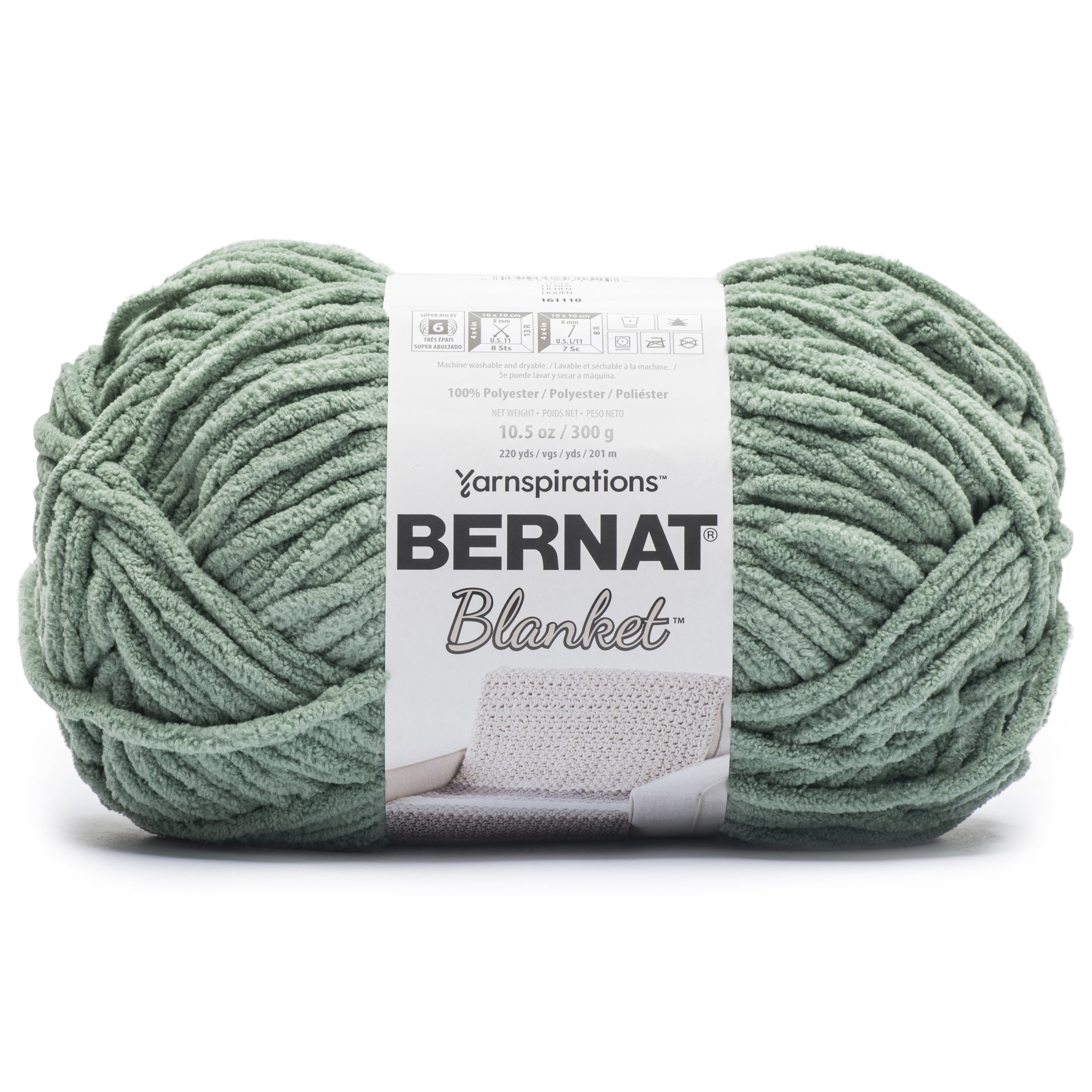 Bernat Blanket Yarn Crochet Value Pack with Canvas Bag in Moss/Forest Sage | by Yarnspirations