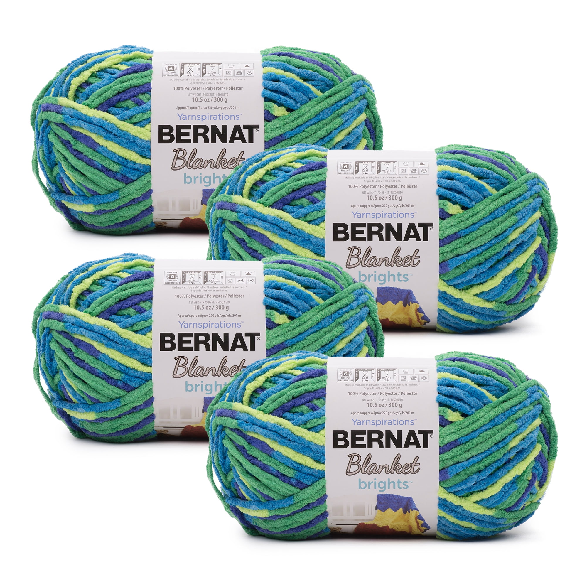 Bernat® Blanket Brights™ #6 Super Bulky Polyester Yarn, Neon Sherbet  10.5oz/300g, 220 Yards (4 Pack) 