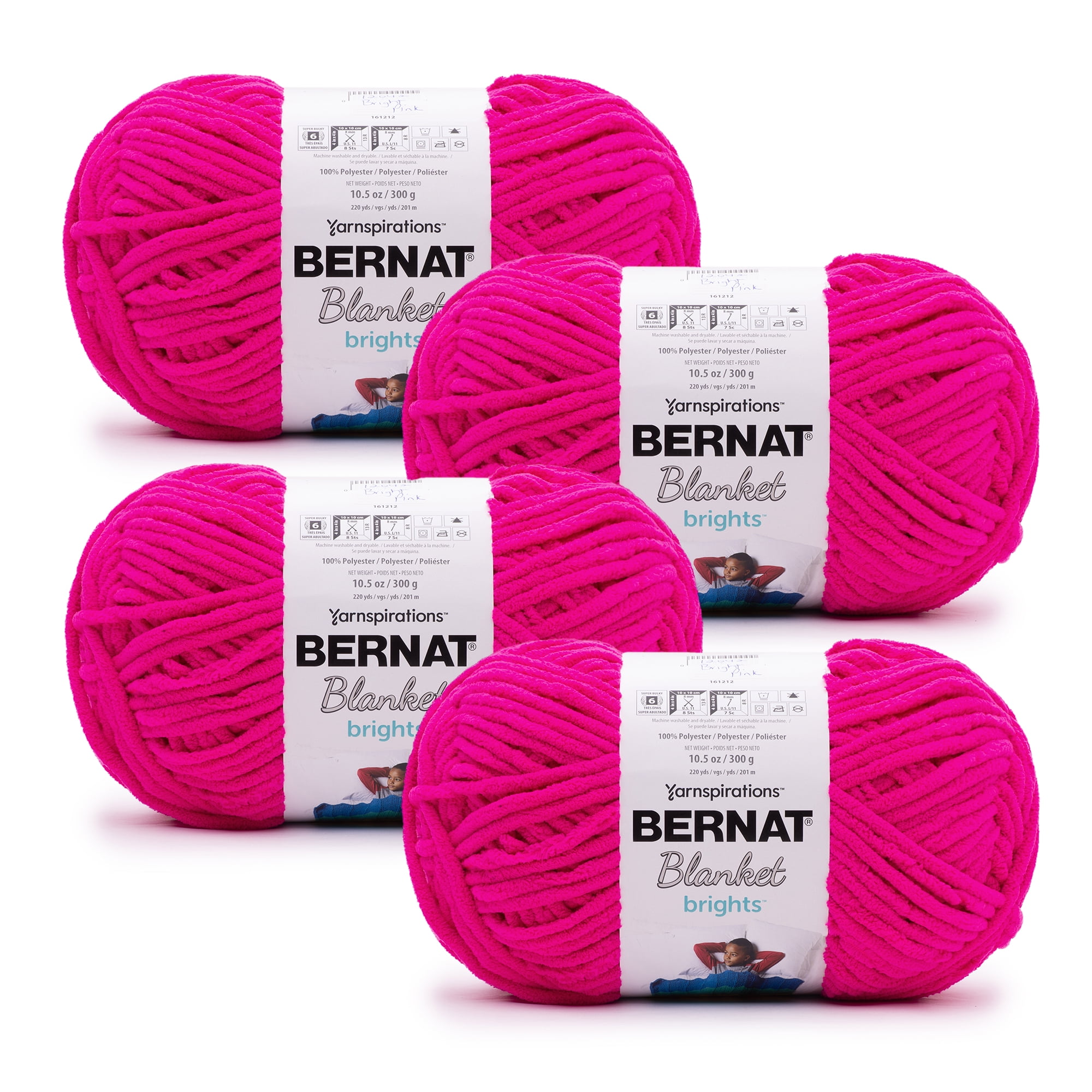 Bernat Blanket Brights Big Ball Yarn, Pixie Pink, 10.5 oz