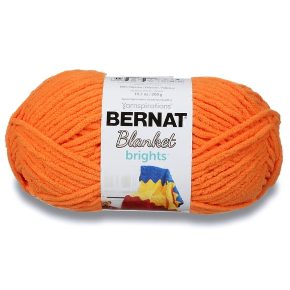 Bernat® Blanket Brights™ #6 Super Bulky Polyester Yarn, Carrot Orange 10.5oz/300g, 220 Yards