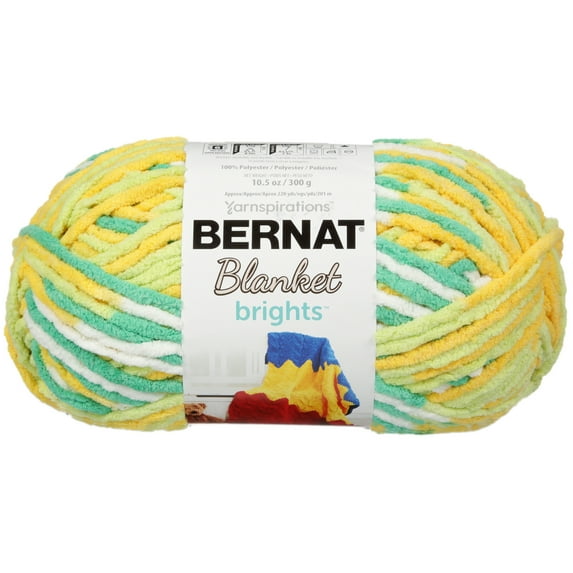 Bernat® Blanket Brights™ #6 Super Bulky Polyester Yarn, Lemonade Varg 10.5oz/300g, 220 Yards