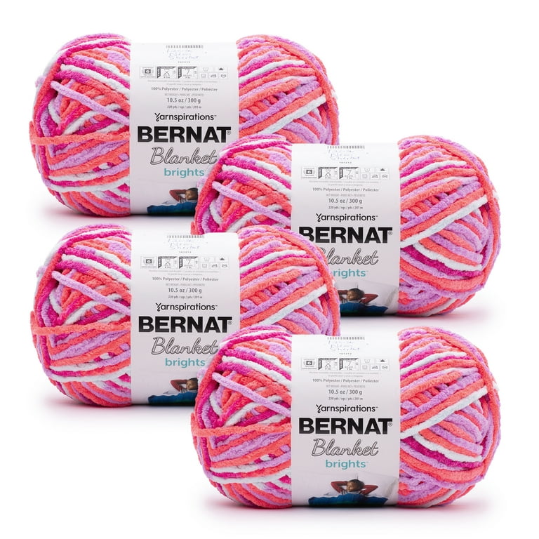 Bernat® Blanket Brights™ #6 Super Bulky Polyester Yarn, Neon Sherbet  10.5oz/300g, 220 Yards (4 Pack)