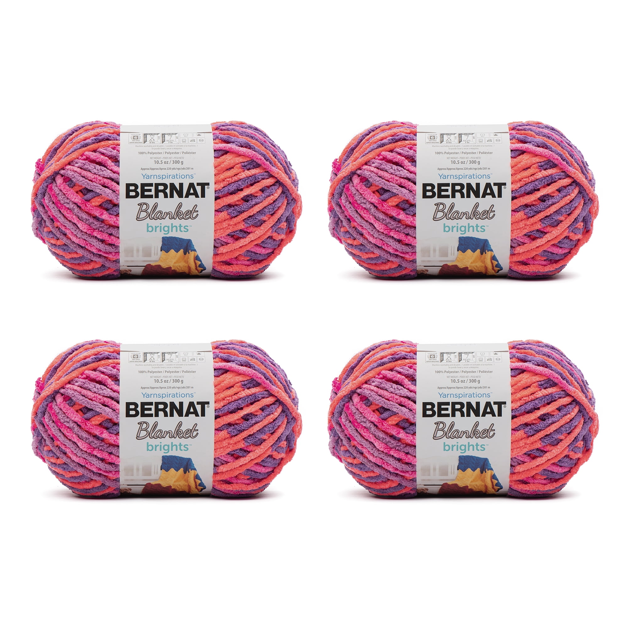 Bernat Blanket Brights Yarn 100% Polyester 220 Yds 10.5 Oz Super Bulky Pink  Dazzle Waterslide Varg 